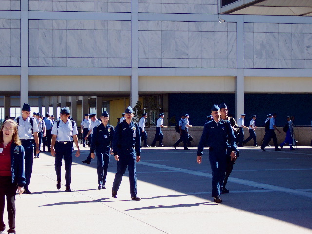 Cadets getting ready for lunch formation